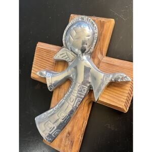 Handmade Wall Cross Angel on Wood MEXICO